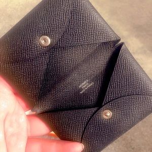 Hermes Calvi Card Holder Black Epsom